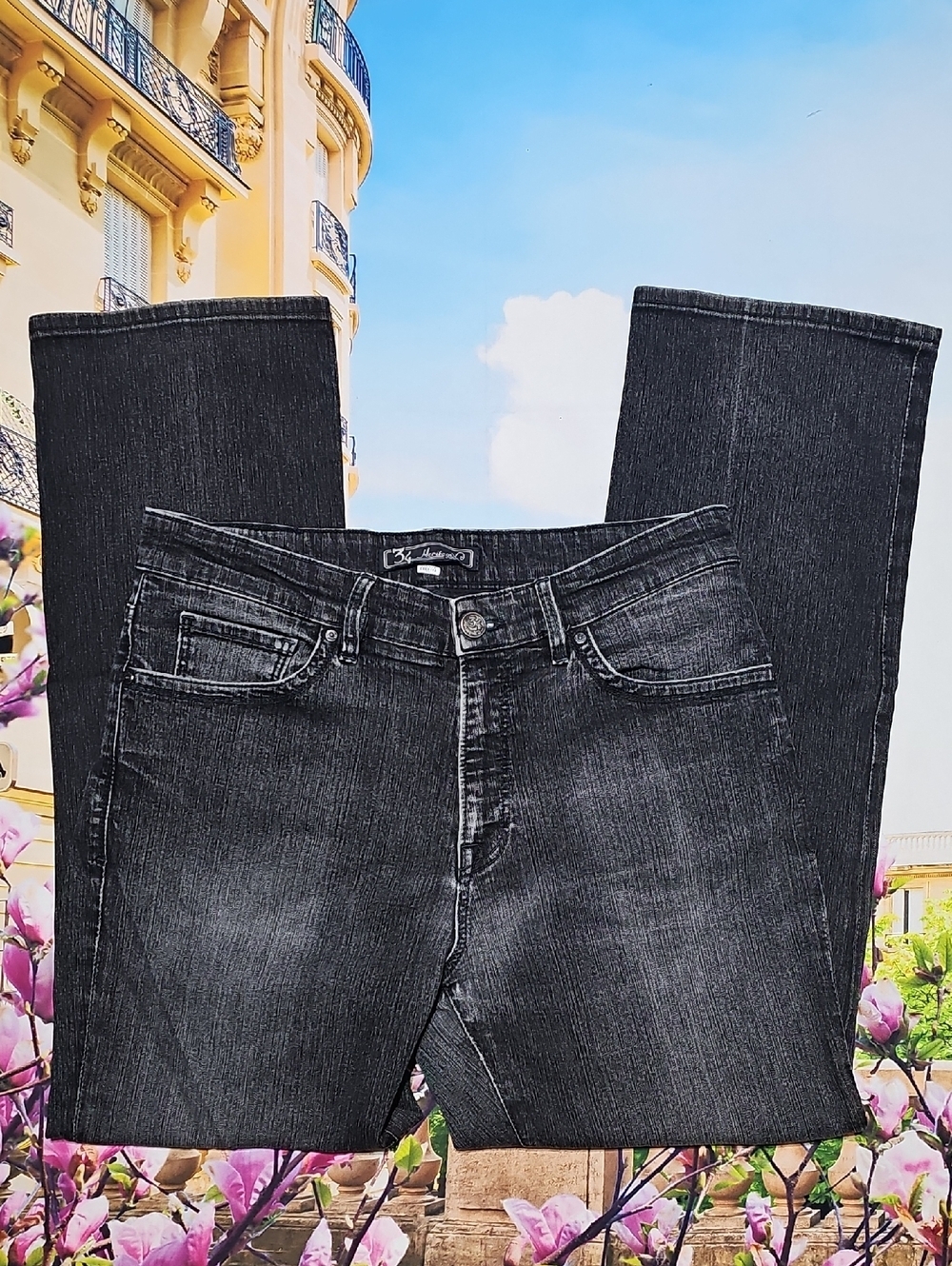 34 Heritage Black Faded‎ Straight Jeans Size 36x32